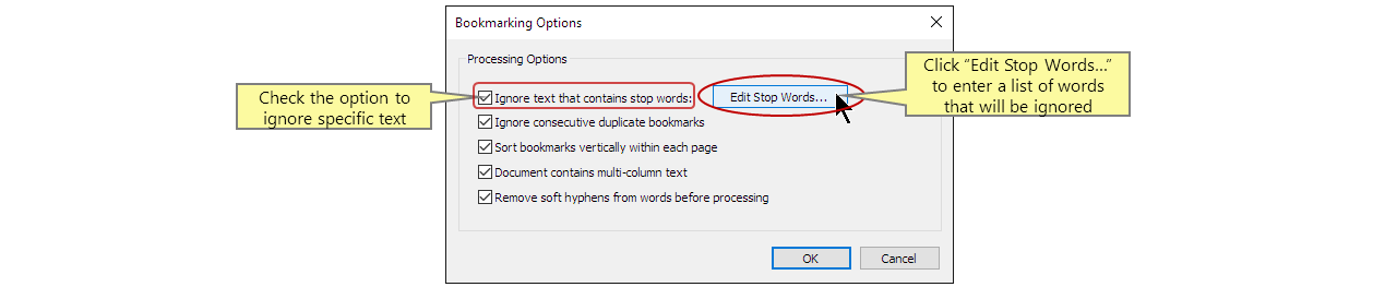 Open the Edit Stop Words dialog